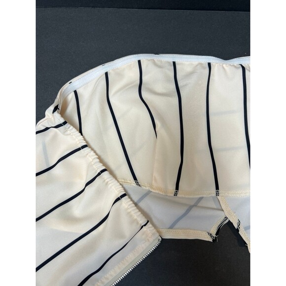 Shein Size Large Strapples Lined Halter Top Cream and Black Stripes Top - Picture 5 of 5